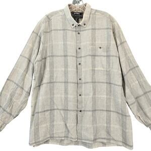 National Outfitters Gray Plaid Flannel Shirt Classic Long Sleeve Men Size XL Top